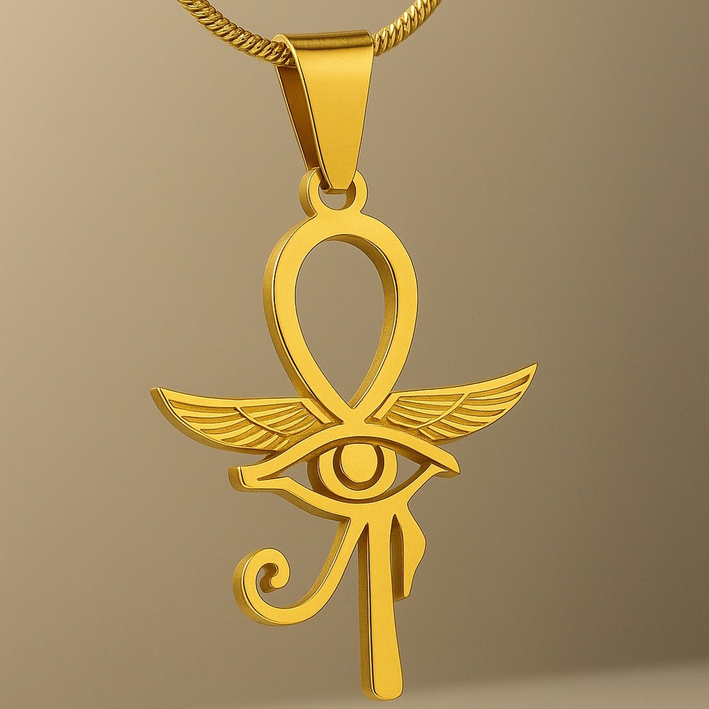 Stainless steel elegant Gold Eye of Horus Necklace